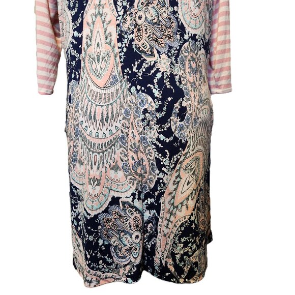 ❤️ 4/$20 Honeyme dress Women's large Contrasting print stripes paisley fall cute - Picture 11 of 13